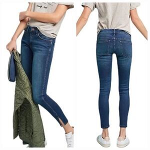 Anthro Pilcro and the Letterpress High Rise Split Ankle Skinny Denim Size 25